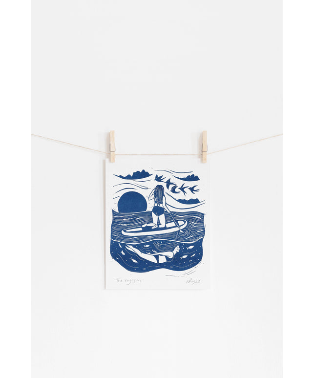 The PADDLE BOARDING Riso Print *paddleboarding, swim, outdoors, sea*