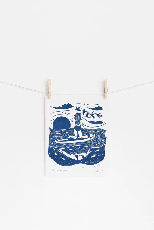 The PADDLE BOARDING Riso Print *paddleboarding, swim, outdoors, sea*