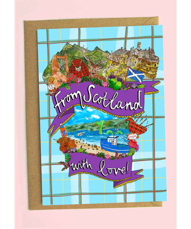 From Scotland with Love Greetings Card - Tartan - Scottish