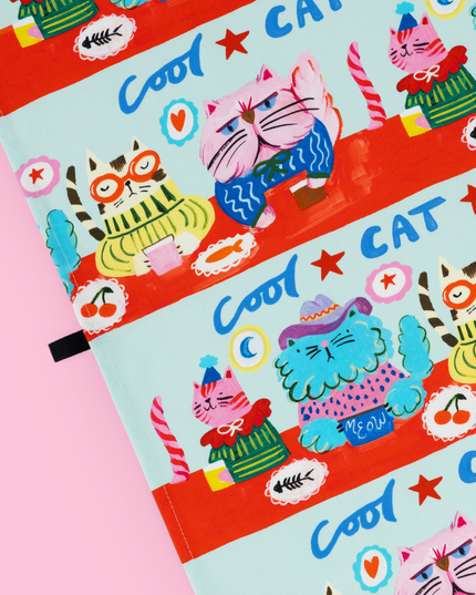 Cool Cat Club Tea Towel