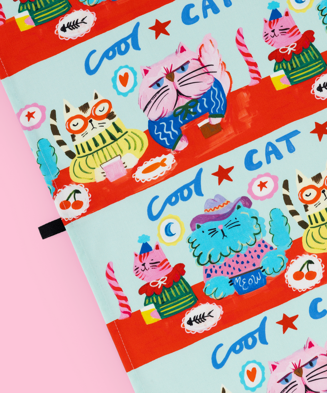 Cool Cat Club Tea Towel