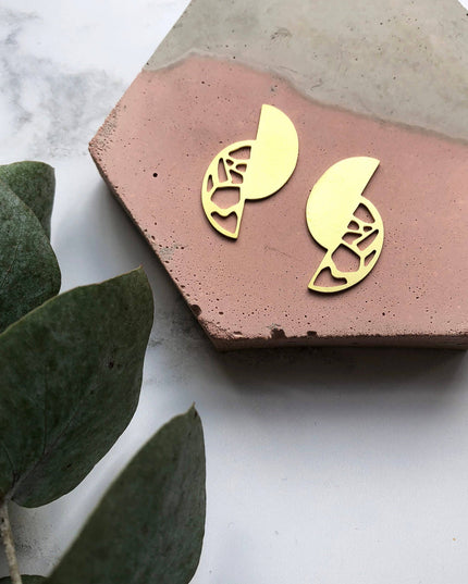 Semi Circle Gold Earrings