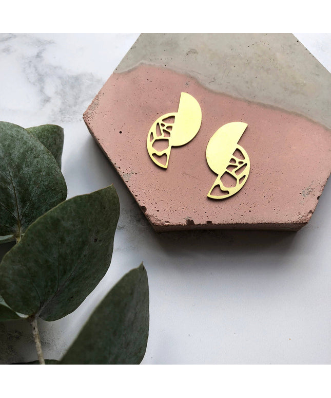 Semi Circle Gold Earrings