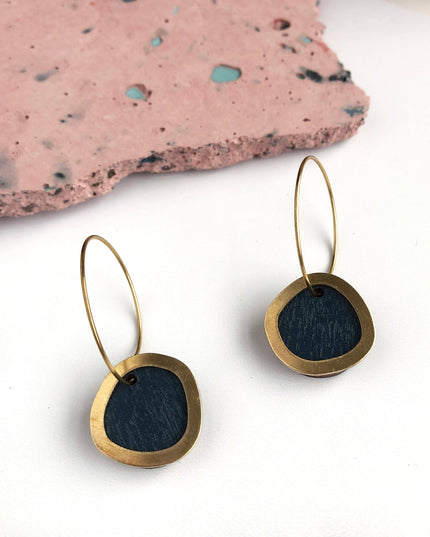 MICA /Gold Circle Hoop Earrings petrol