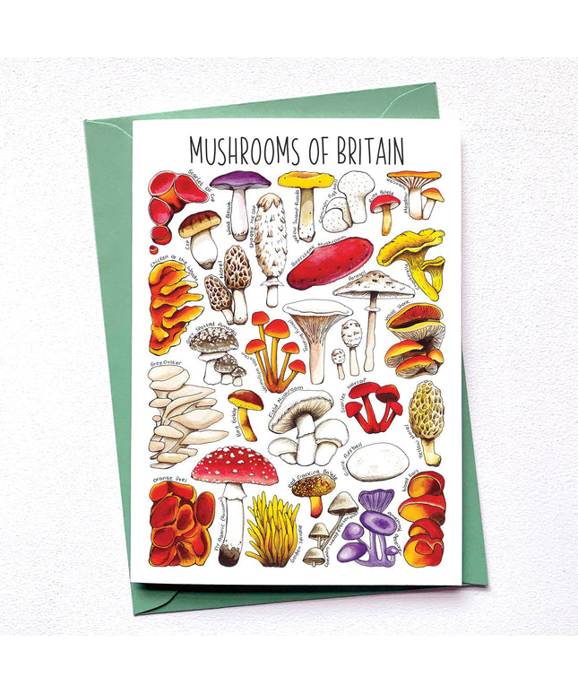 Mushrooms of Britain Art Blank Greeting Card