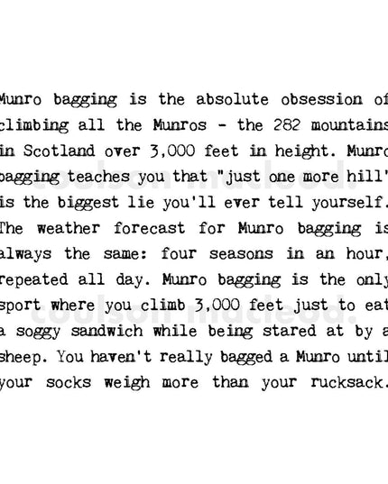 Munro Bagging Quotes Card, Scottish Peaks