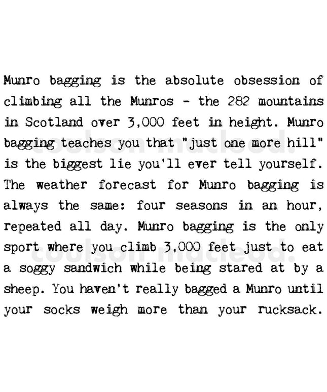 Munro Bagging Quotes Card, Scottish Peaks