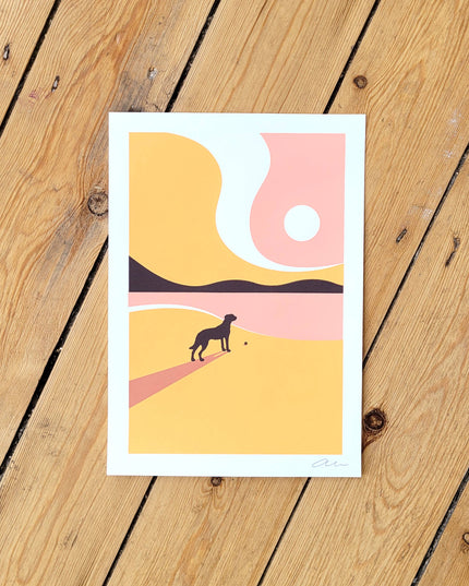 Last Trip Of Summer - Orange - Dog A4 Screenprint
