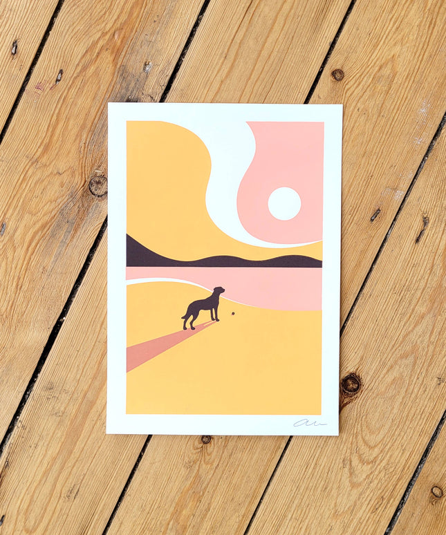 Last Trip Of Summer - Orange - Dog A4 Screenprint