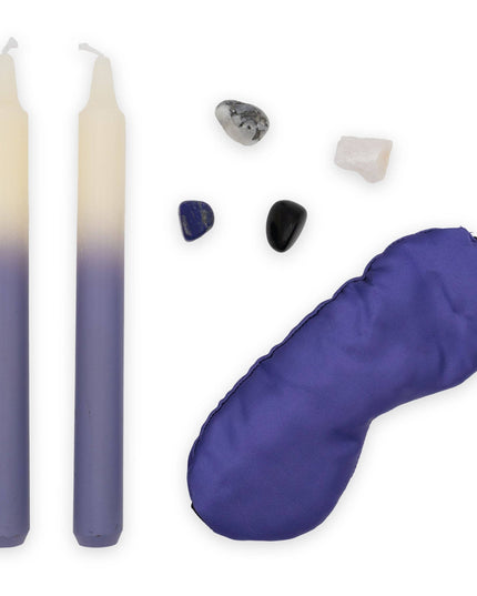 Saje Sleep Candle, Crystal & Eye Mask Set - Includes Two Candles and Four Crystal Stones