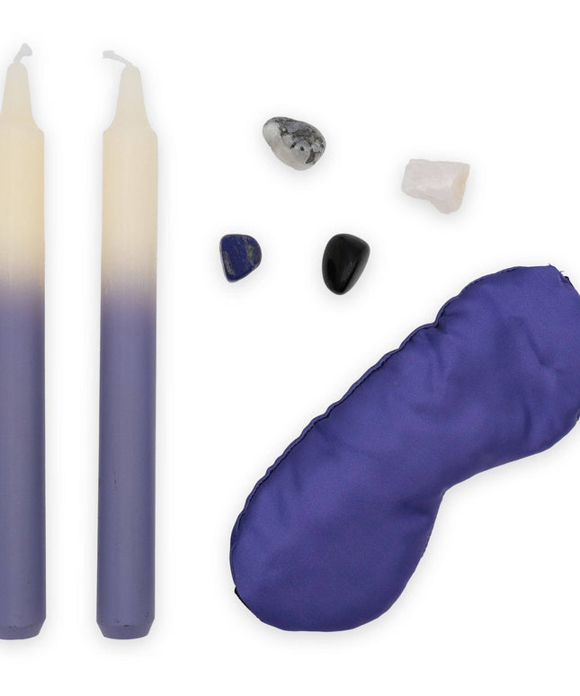 Saje Sleep Candle, Crystal & Eye Mask Set - Includes Two Candles and Four Crystal Stones