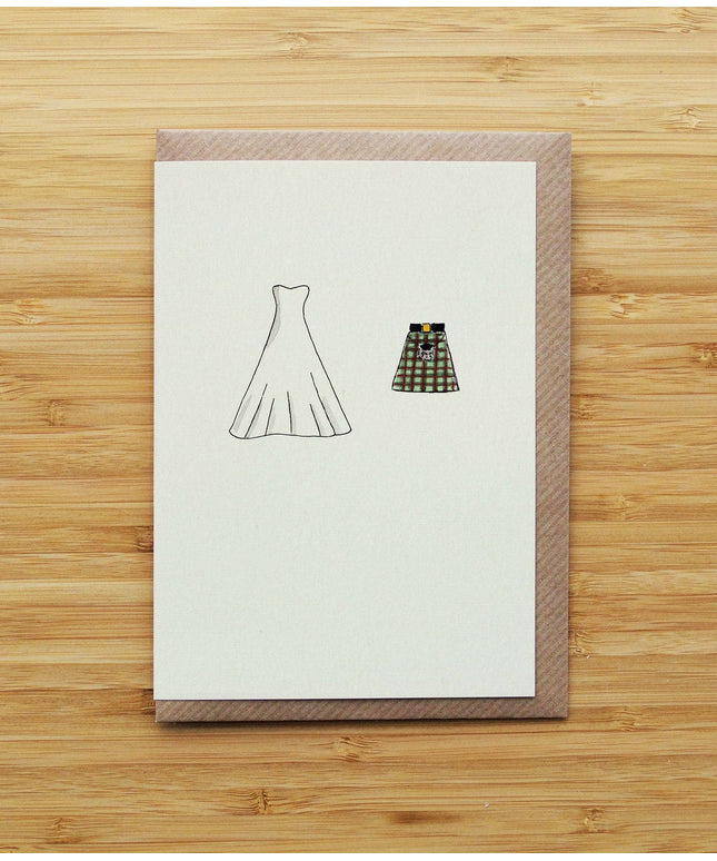 Scottish Wedding Card - Scotland - Kilt - Recycled Card