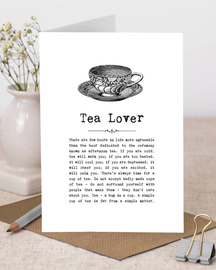 Funny Tea Lover Quotes Card with Vintage Illustration