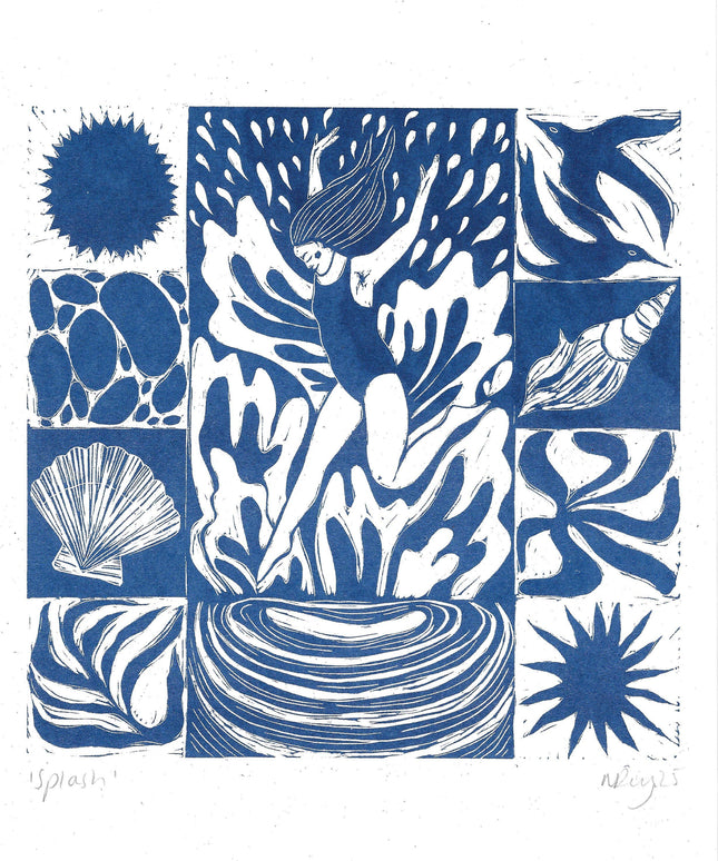 Splash Riso Art Print *swimming, Coldwater, nature love*