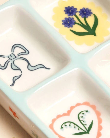 Blue Floral Ceramic Trinket Tray