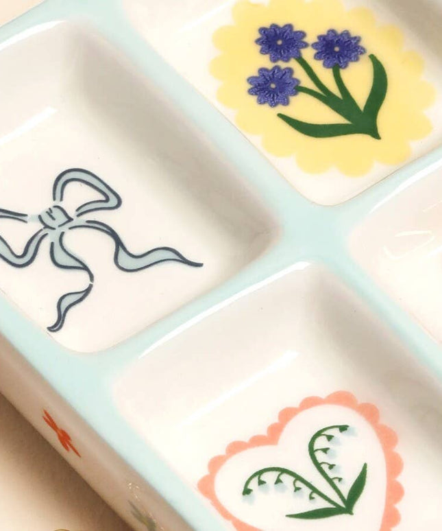 Blue Floral Ceramic Trinket Tray