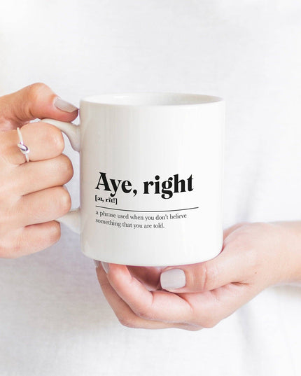 Aye, right Greeting Scots Saying Mug