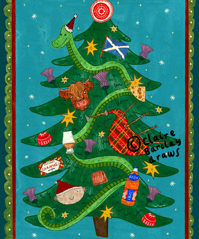 Scottish Christmas Tree Festive Card