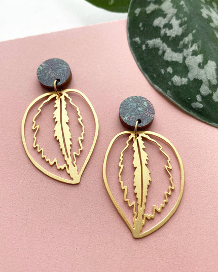 Calathea Medallion Statement Drop Earrings