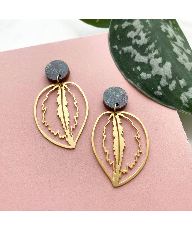 Calathea Medallion Statement Drop Earrings