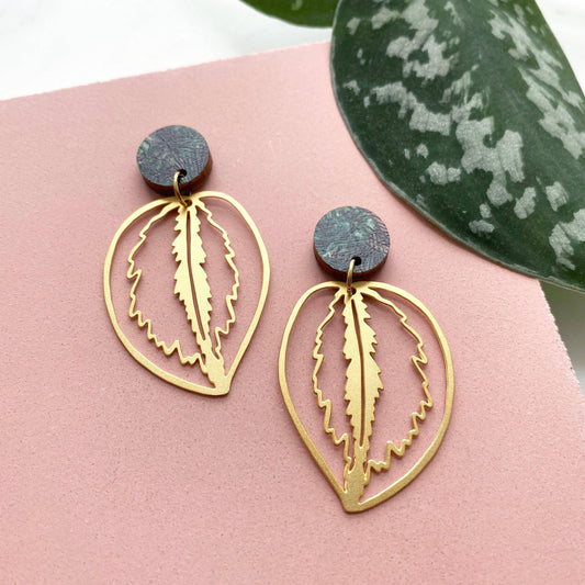Calathea Medallion Statement Drop Earrings