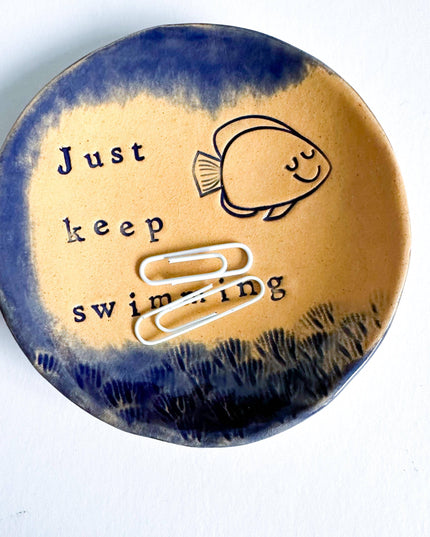 Just Keep Swimming - Ceramic Trinket Dish - Made in Wales