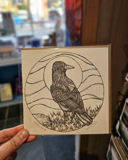 Birds, Beasts and Inky Water Worlds Cards Hoodie Crow