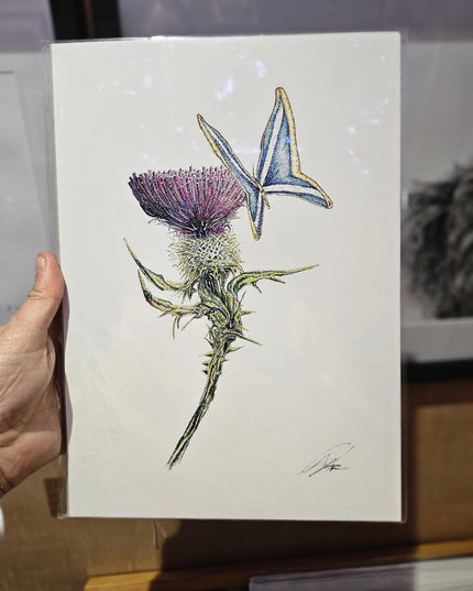 Pointillism Art Prints - Thistles & Scotland