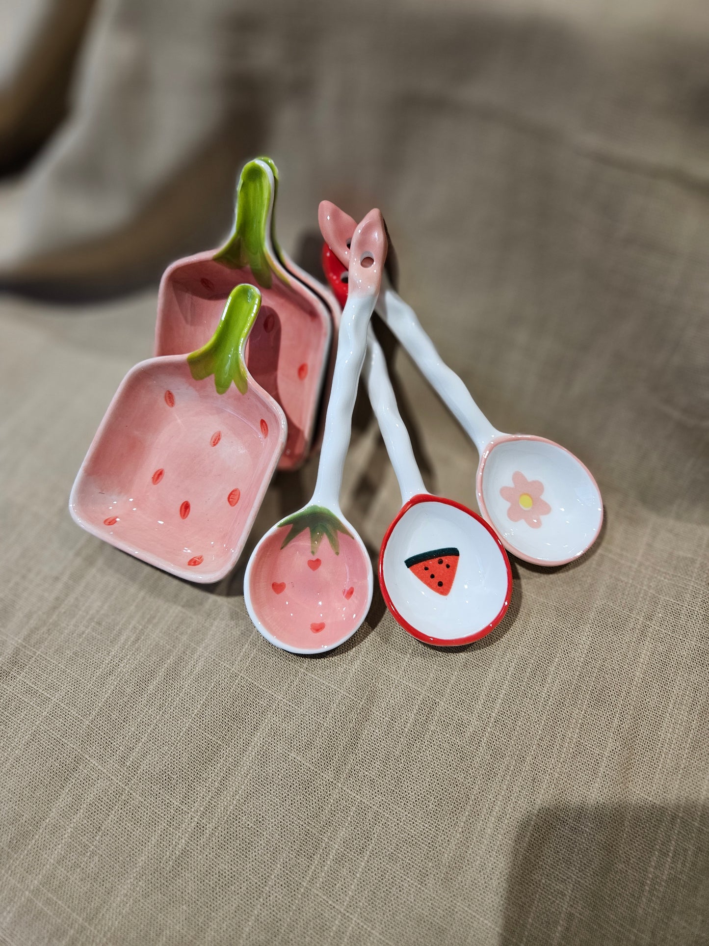 Ceramic Spoons and Trays - Pinks