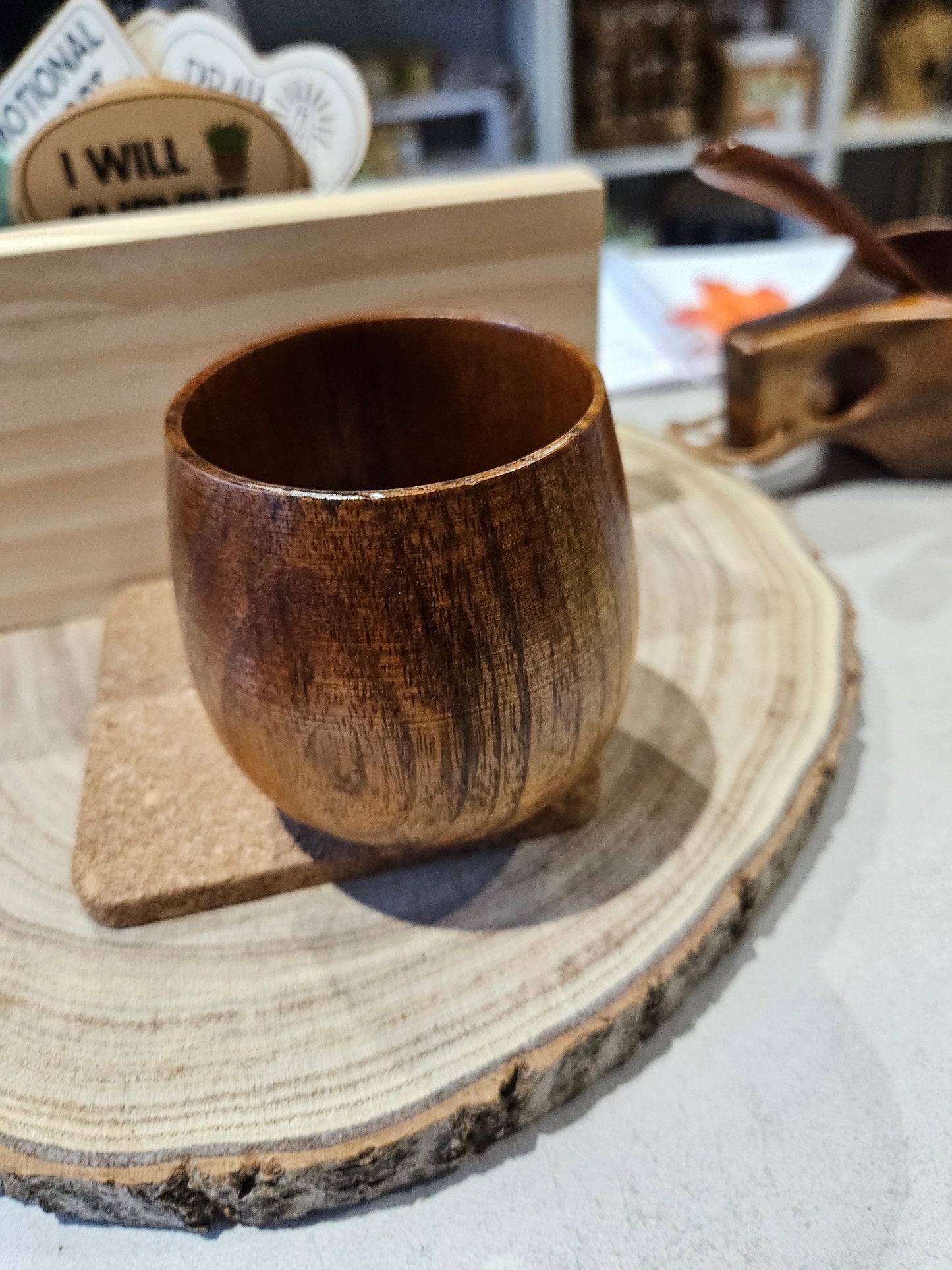 Wooden Coffee Cup & Spoon