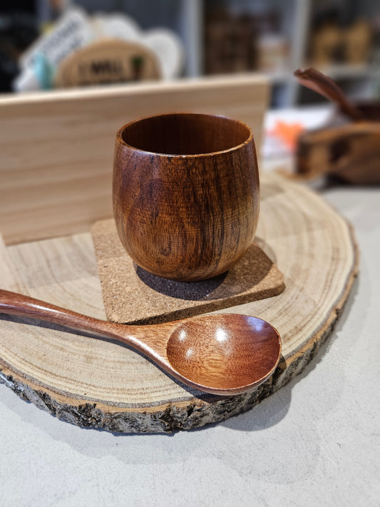 Wooden Coffee Cup & Spoon