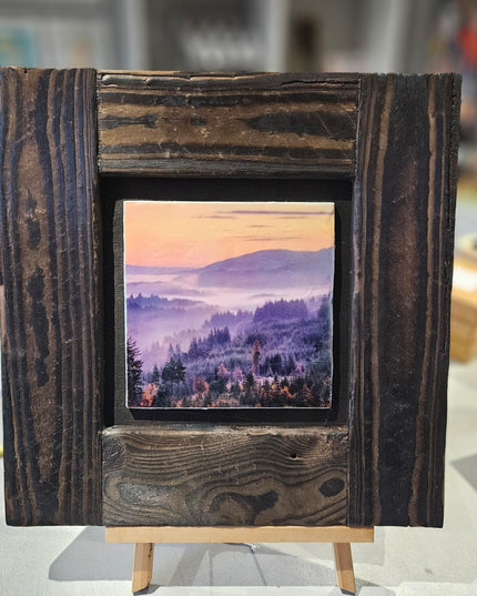 WOODEN ARTWORD - Framed Photo Encaustic Art Dukes Pass Colours