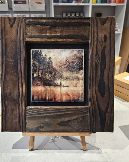 WOODEN ARTWORD - Framed Photo Encaustic Art Loch Ard Views