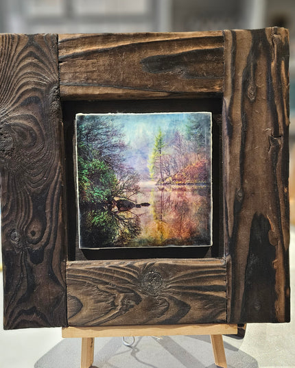 WOODEN ARTWORD - Framed Photo Encaustic Art The Gap Loch Ard