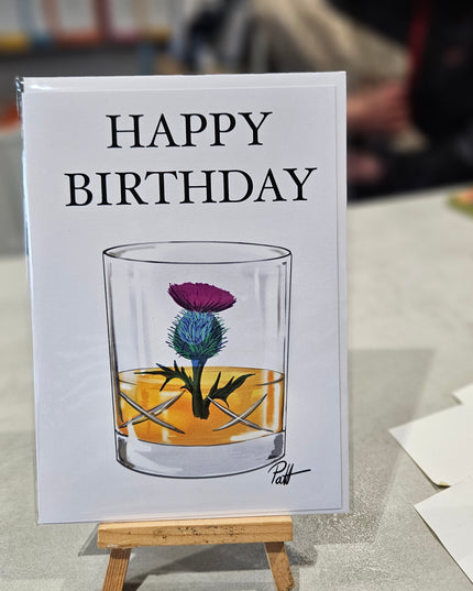 Scottish Whisky & Thistle Greeting Card