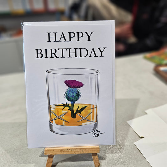 Scottish Whisky & Thistle Greeting Card