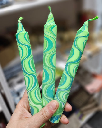 Green Marble Dinner Candles * Handmade