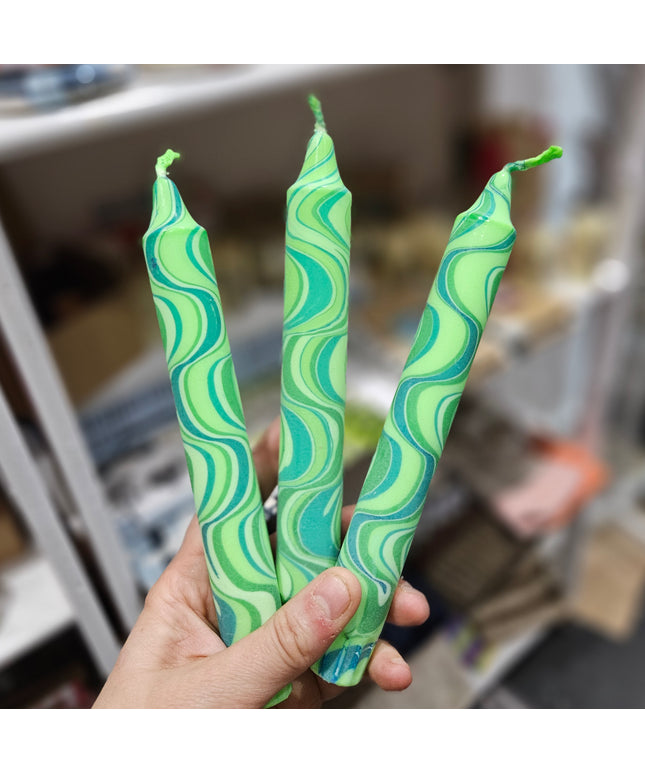 Green Marble Dinner Candles * Handmade