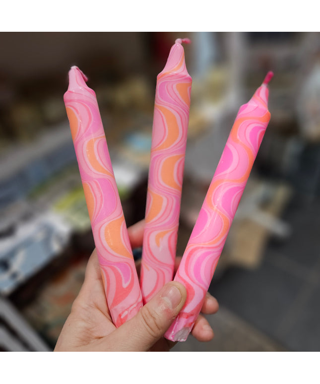 Pink Marble Dinner Candles * Handmade