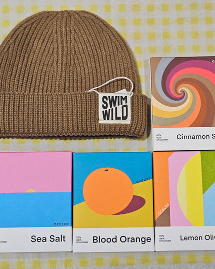 Swim Wild Hat & Artisan Chocolate Set