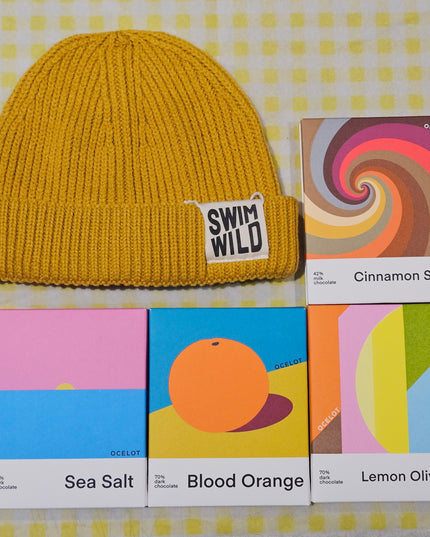 Swim Wild Hat & Artisan Chocolate Set