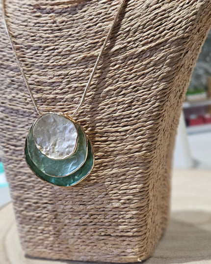 Serene Meadow Enamel Pendant Necklace