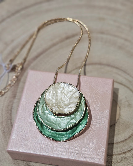 Serene Meadow Enamel Pendant Necklace