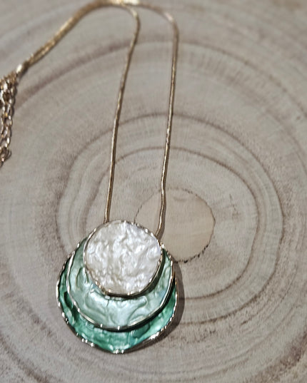 Serene Meadow Enamel Pendant Necklace