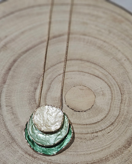 Serene Meadow Enamel Pendant Necklace