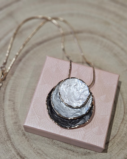 Lunar Tide Enamel Pendant Necklace
