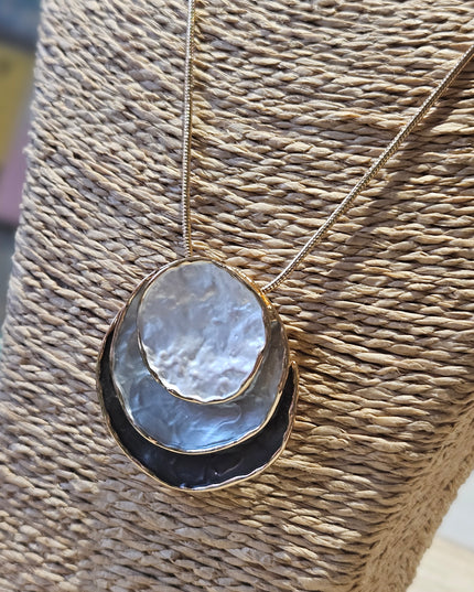 Lunar Tide Enamel Pendant Necklace