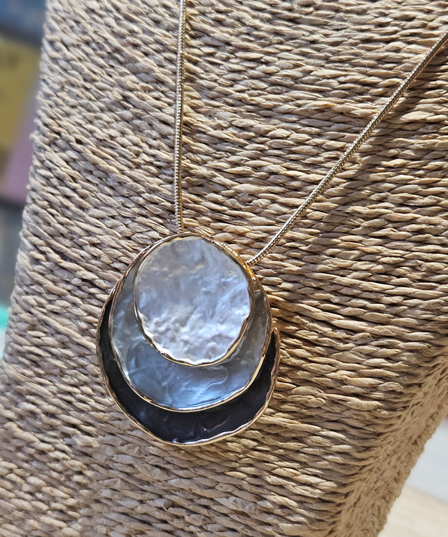 Lunar Tide Enamel Pendant Necklace