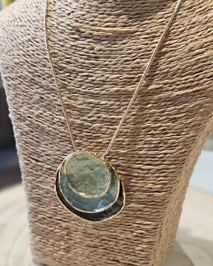 Moss and Mist Enamel Pendant Necklace