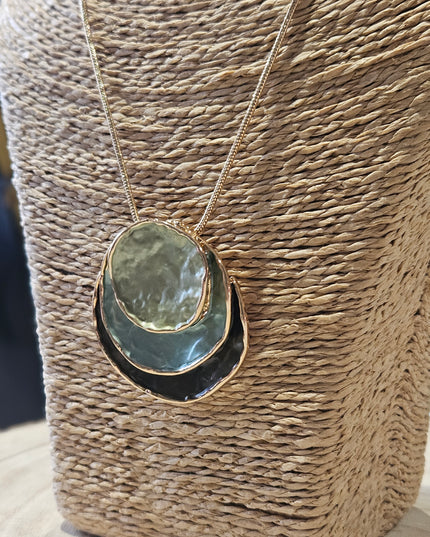 Moss and Mist Enamel Pendant Necklace